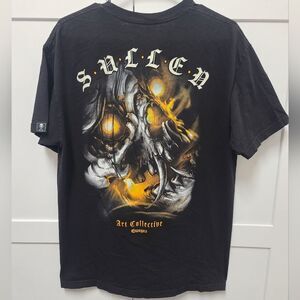 Sullen Art Collective Clothing T-Shirt - Fire Skull Tattoo - Men's Size Large
